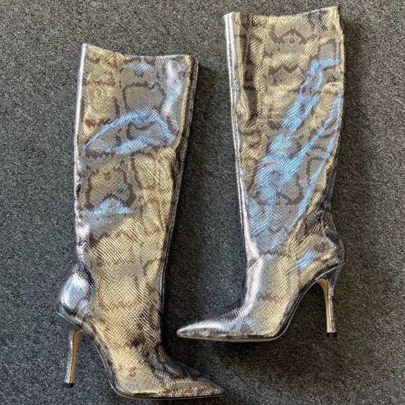 Larroude Kate Boot in Snake Metallic Women's Knee High - Picture 2 of 3